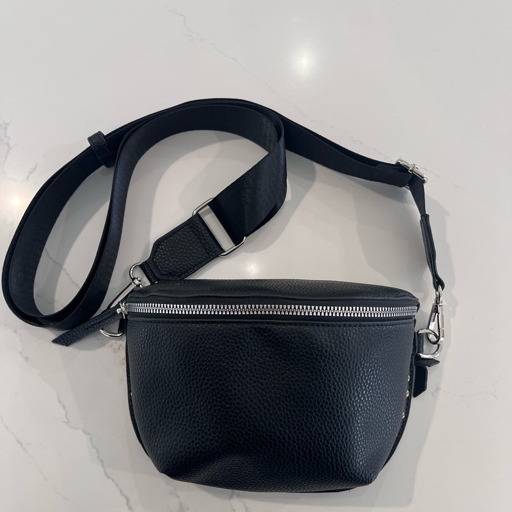 PENN. Penningtons Black Studded Belt Bag Crossbody Purse